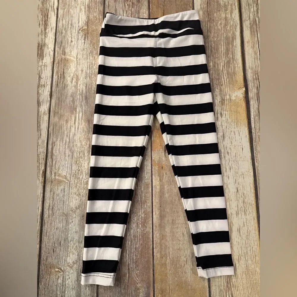 Black and White Striped Kids Leggings